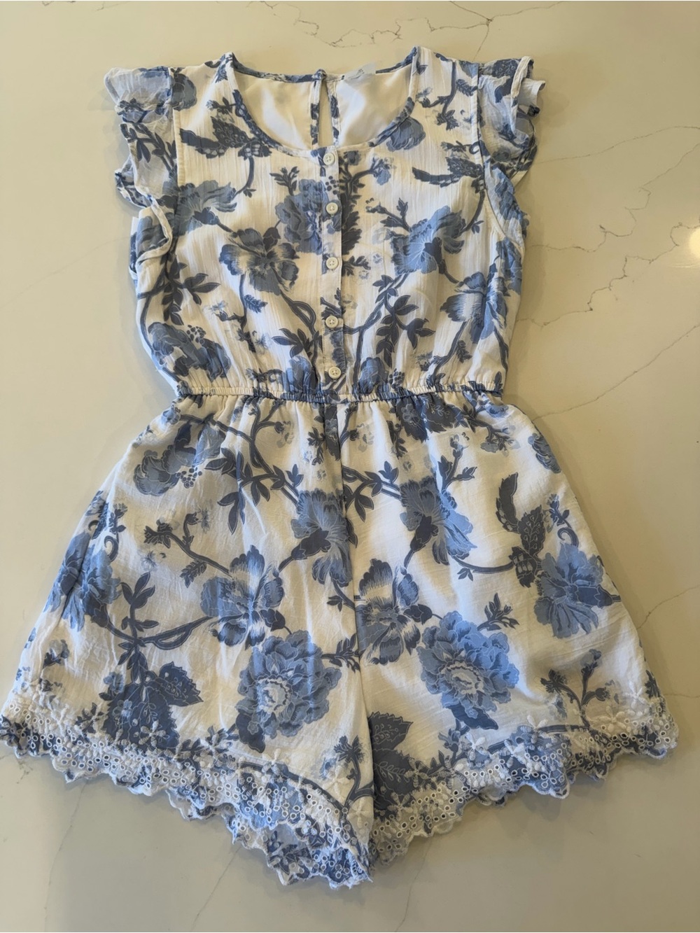 abercrombie kids White and Blue Floral Romper